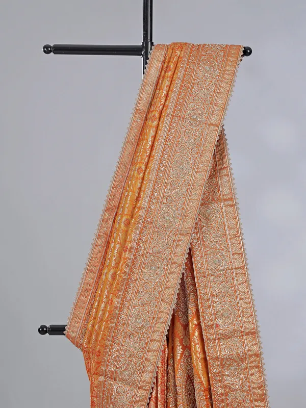 Orange kanjivaram silk with heritage detailing
