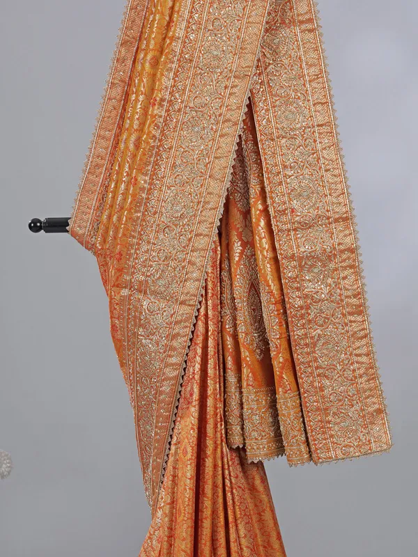 Orange kanjivaram silk with heritage detailing