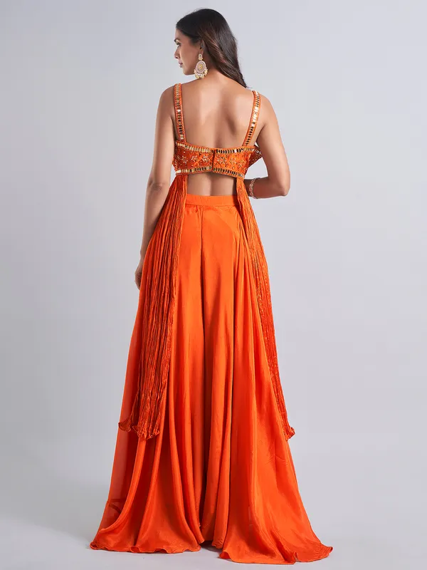 Orange lycra palazzo salwar suit for wedding