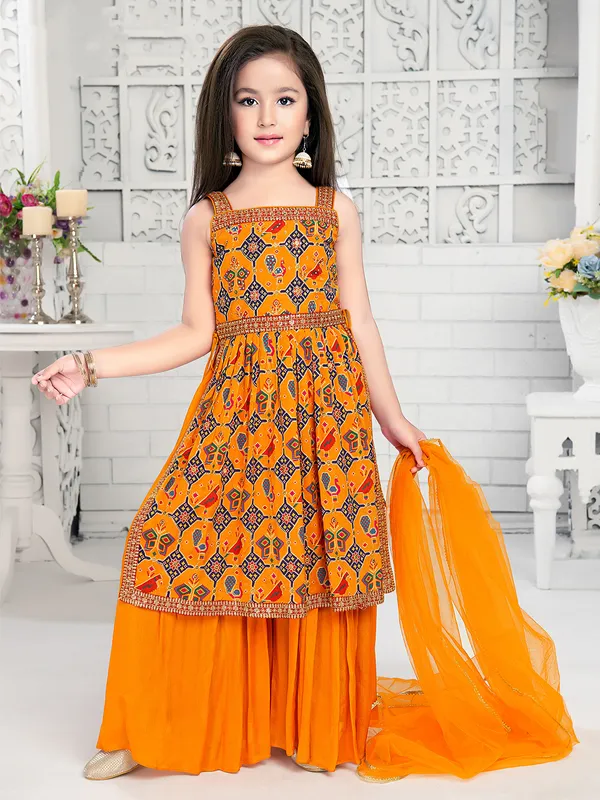 Orange patola printed georgette palazzo set