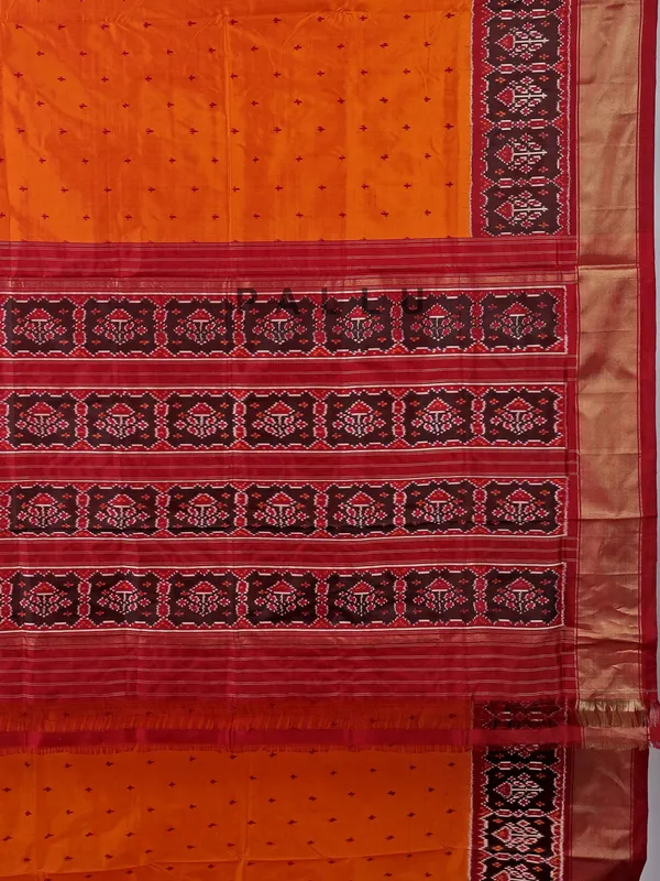Orange patola silk printed wedding wear saree