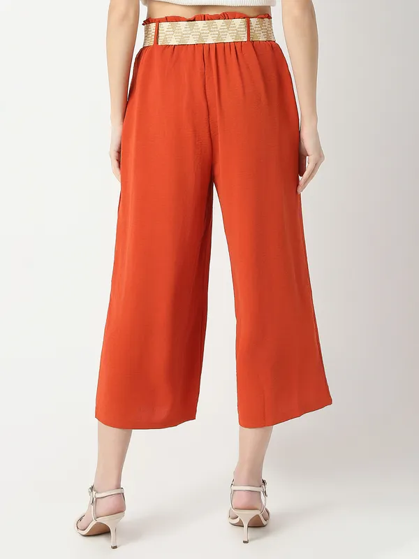 Orange plain cotton palazzo