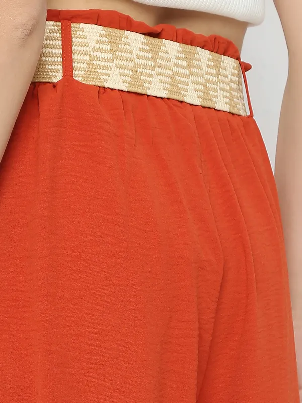Orange plain cotton palazzo
