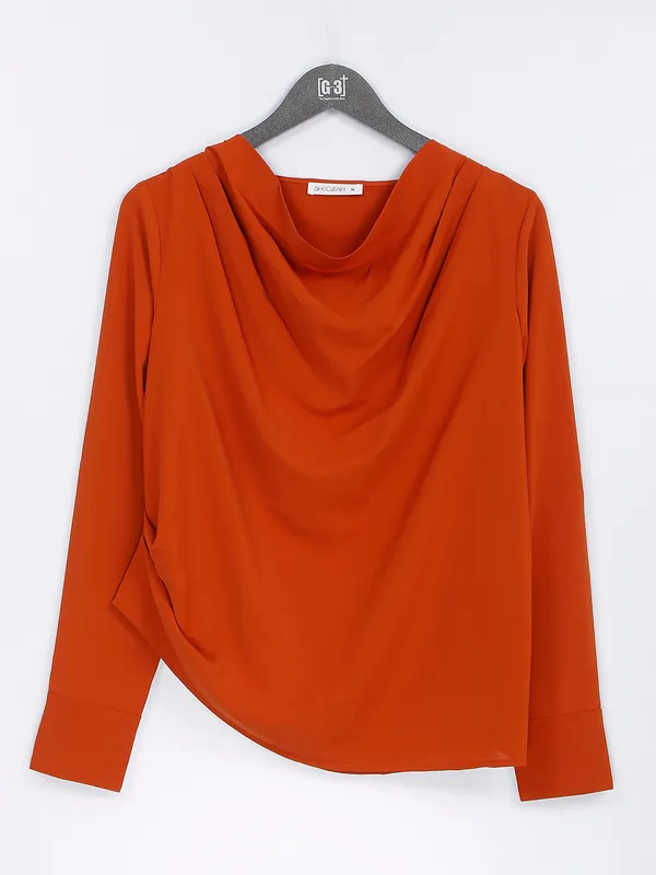 Orange plain women top