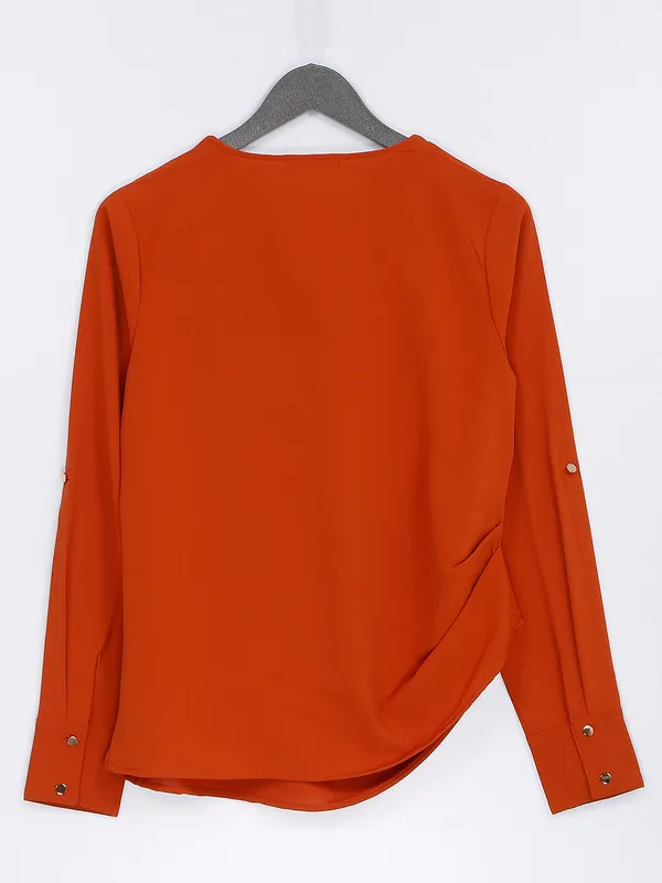 Orange plain women top