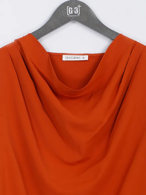Orange plain women top