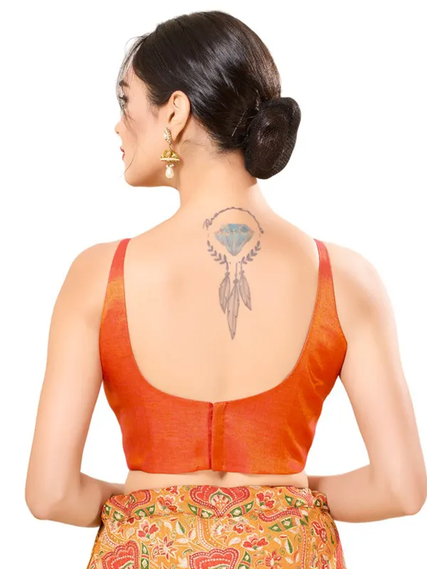 Orange readymade silk blouse