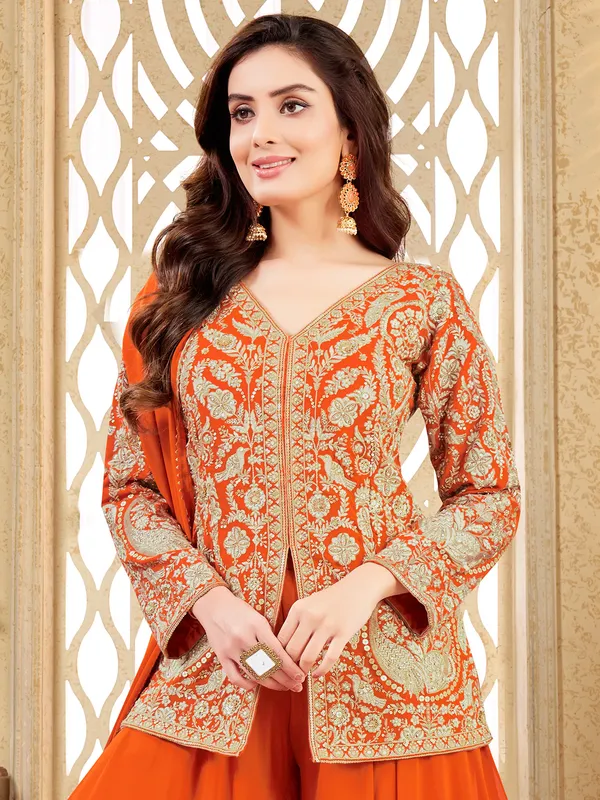 Orange salwar suit in soft georgette