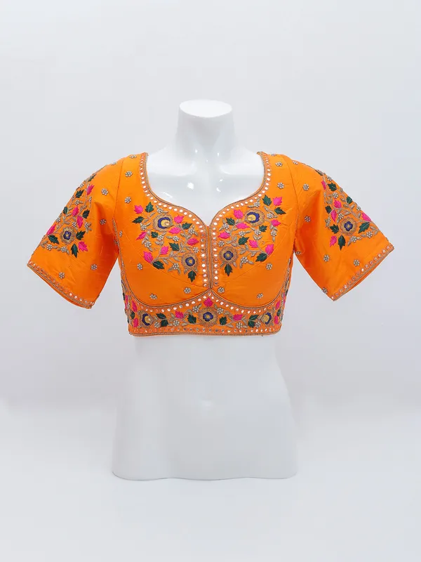 Orange shade designer ready made blouse