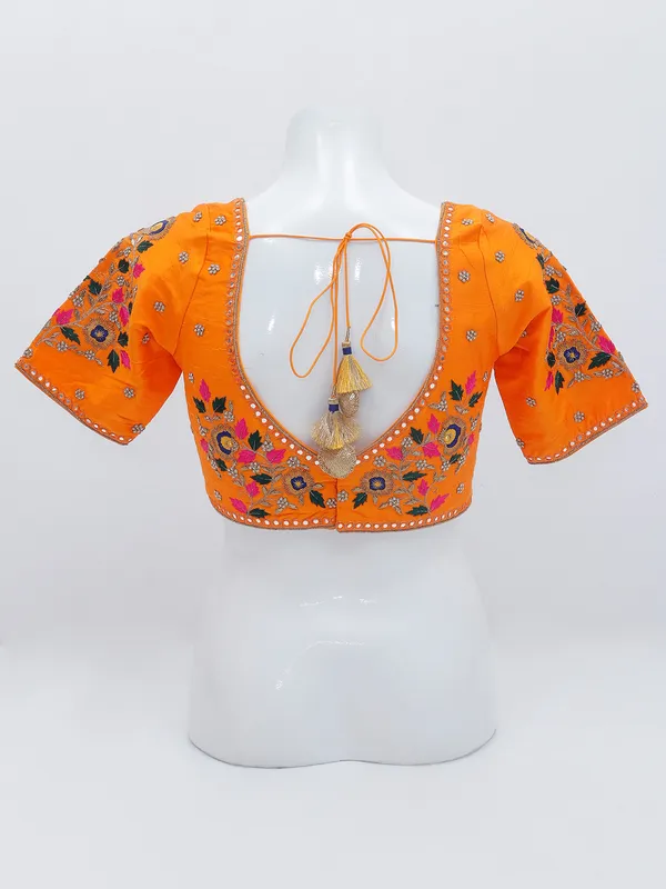 Orange shade designer ready made blouse
