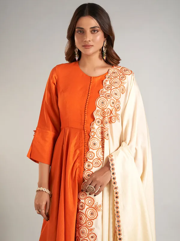 Orange silk palazzo suit for festive