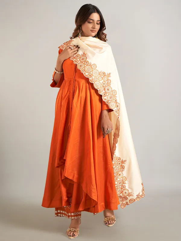 Orange silk palazzo suit for festive