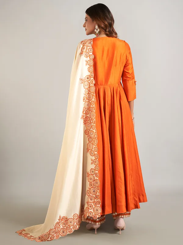 Orange silk palazzo suit for festive