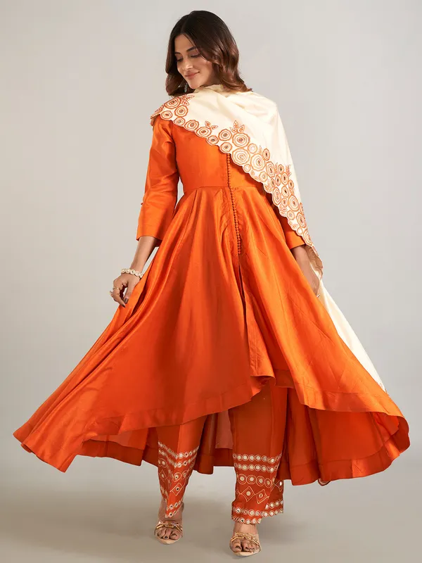 Orange silk palazzo suit for festive