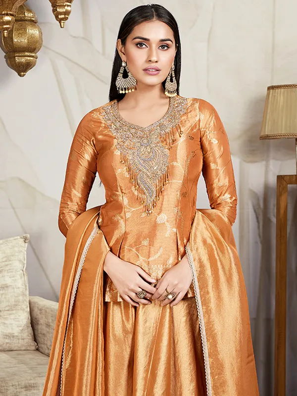 Orange silk palazzo suit for wedding