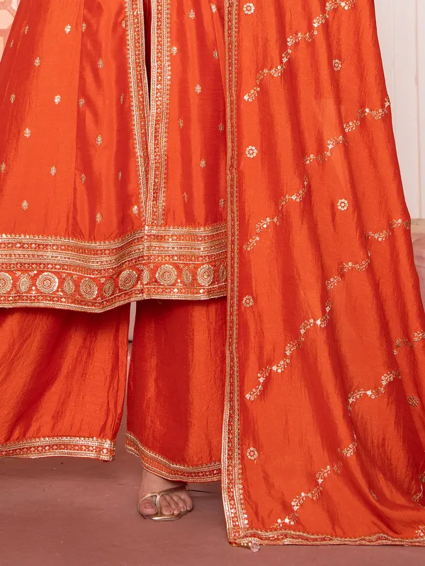 Orange silk palazzo suit for women