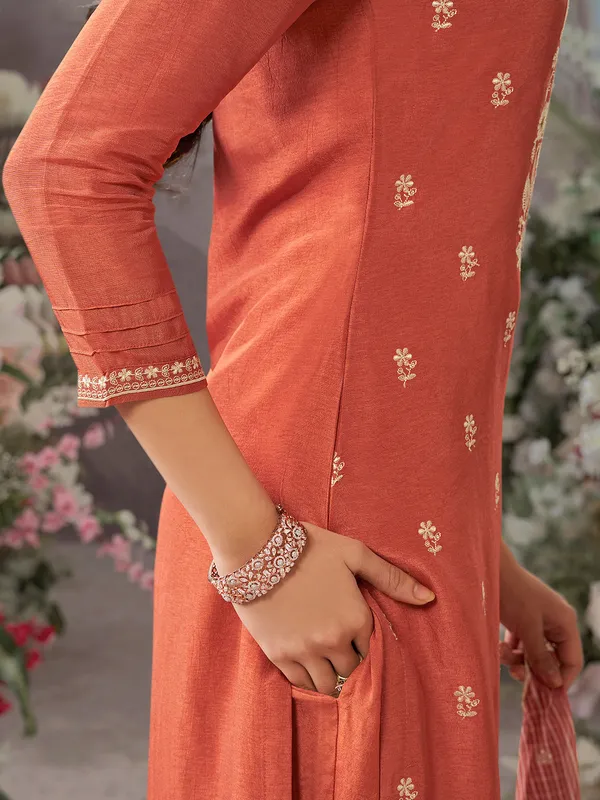 Orange silk salwar suit for festival