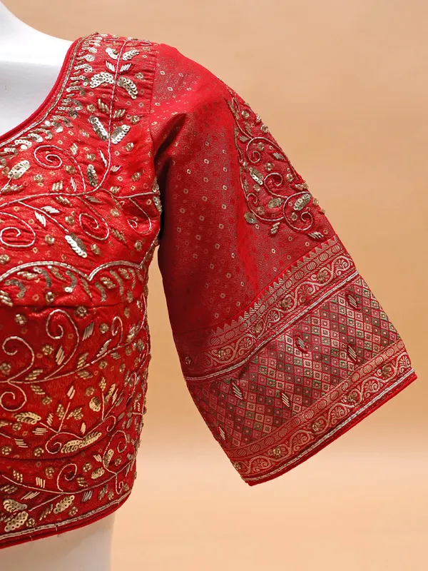 Orange silk sweetheart neck blouse
