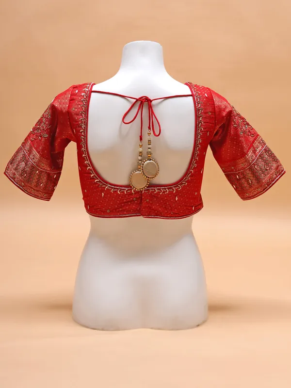 Orange silk sweetheart neck blouse