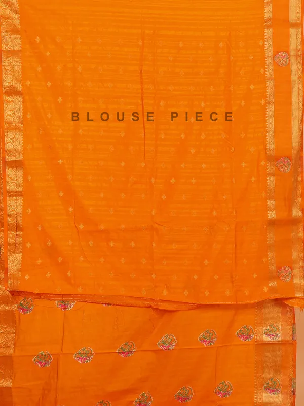 Orange silk zari weaving saree for women