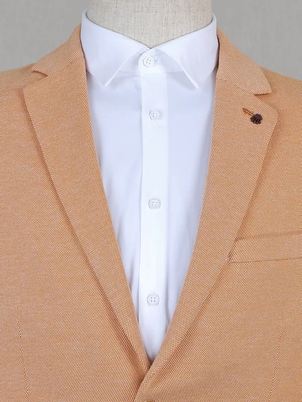 Orange terry rayon textured blazer for reception