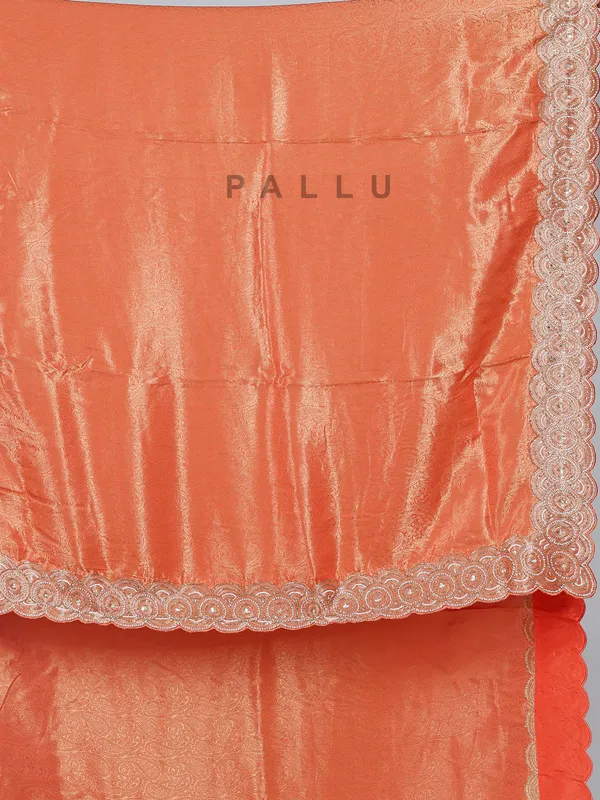 Orange tissue silk festive saree
