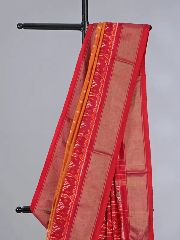 Orange zari weaving patola silk saree for radiant wedding