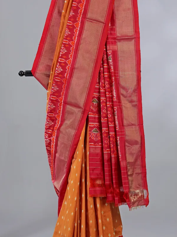 Orange zari weaving patola silk saree for radiant wedding