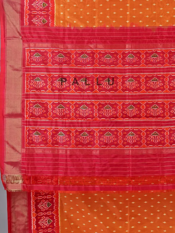Orange zari weaving patola silk saree for radiant wedding