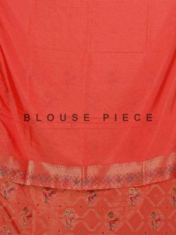 Orange zari worked silk saree