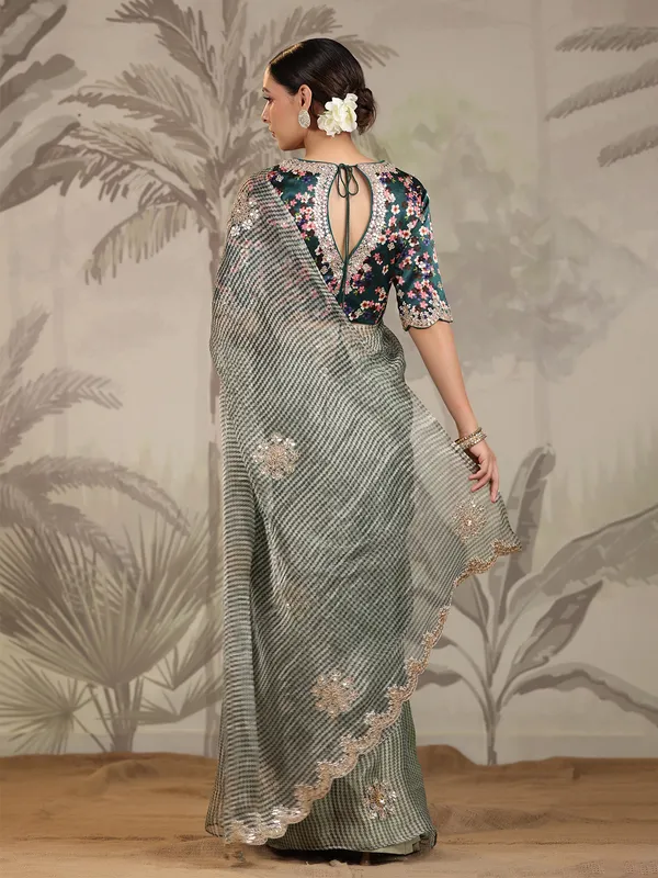 Organza black saree for wedding