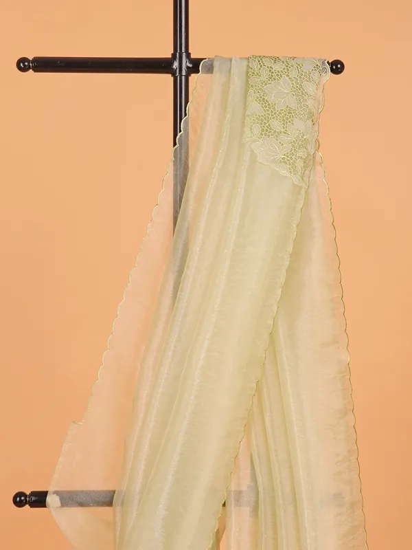 Organza pista green saree for wedding