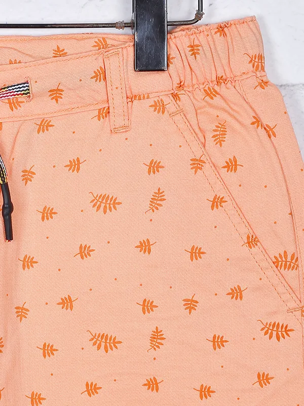 Origin printed pattern peach cotton shorts
