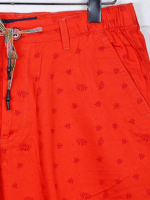 Origin printed pattern red slim fit shorts