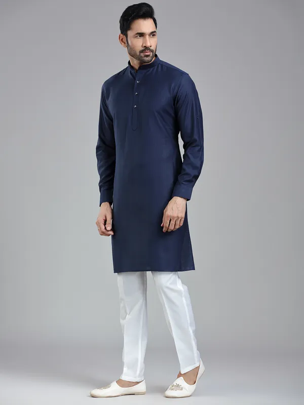 Oxford navy festival kurta suit for men