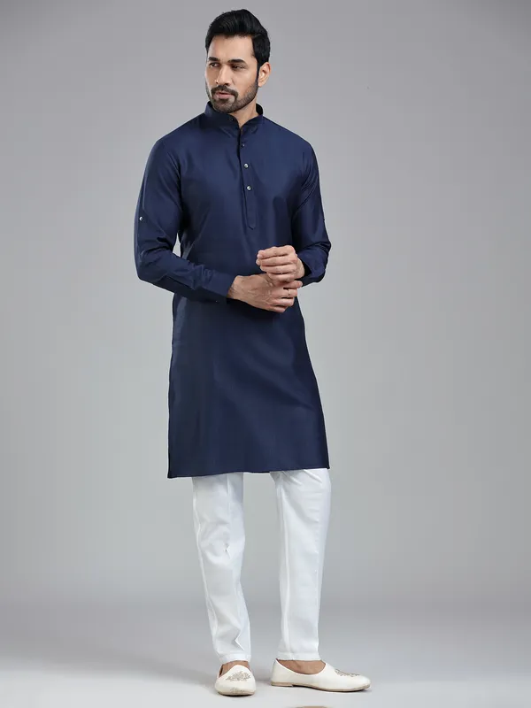 Oxford navy festival kurta suit for men