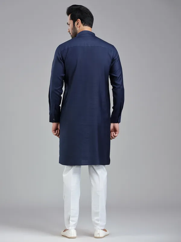 Oxford navy festival kurta suit for men