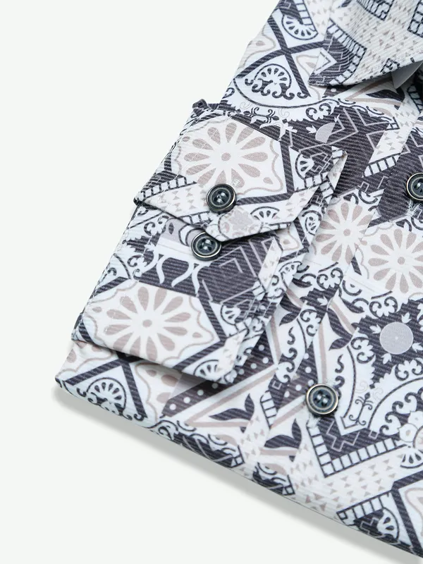 Paribito beige printed cotton shirt