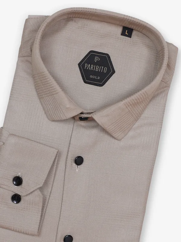 PARIBITO beige texture shirt for party wear