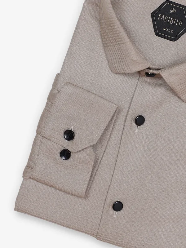 PARIBITO beige texture shirt for party wear