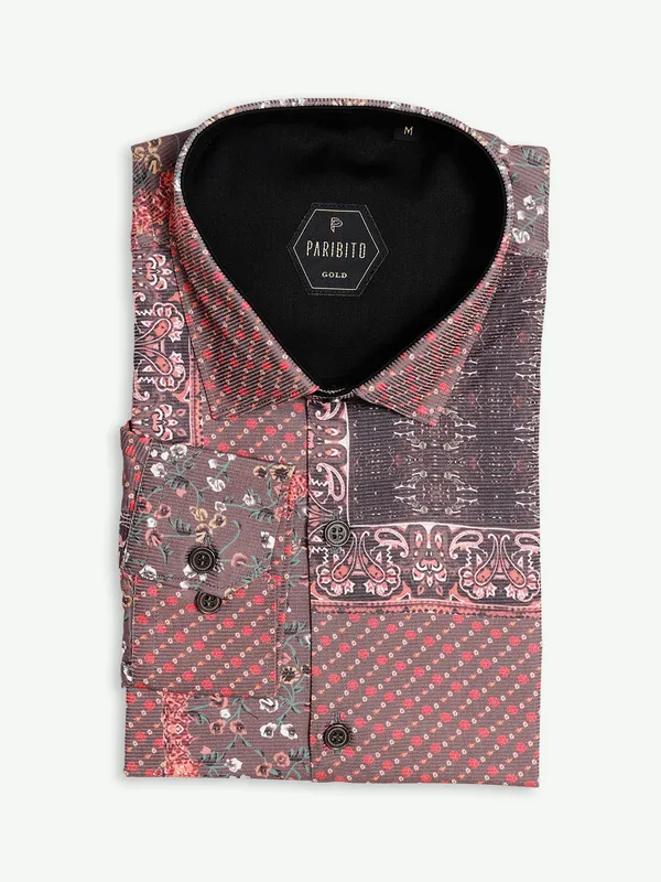 Paribito brown printed shirt
