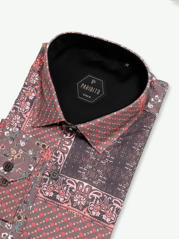 Paribito brown printed shirt