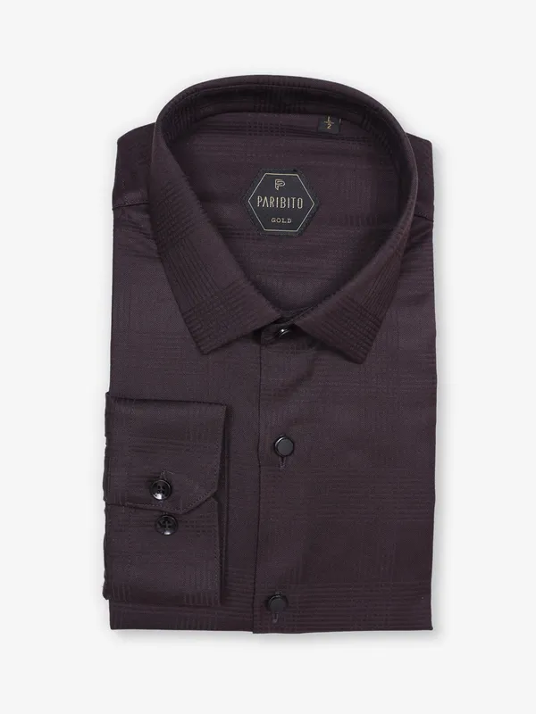 PARIBITO brown texture shirt for men