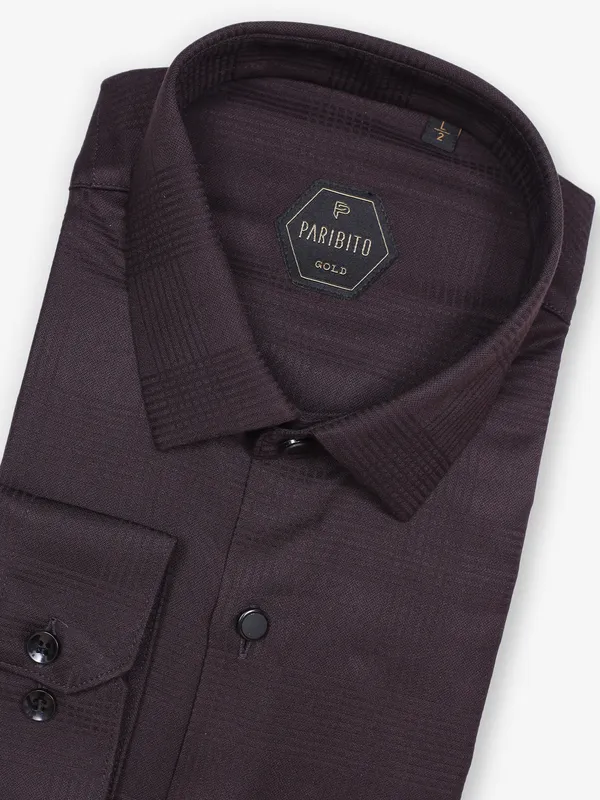 PARIBITO brown texture shirt for men