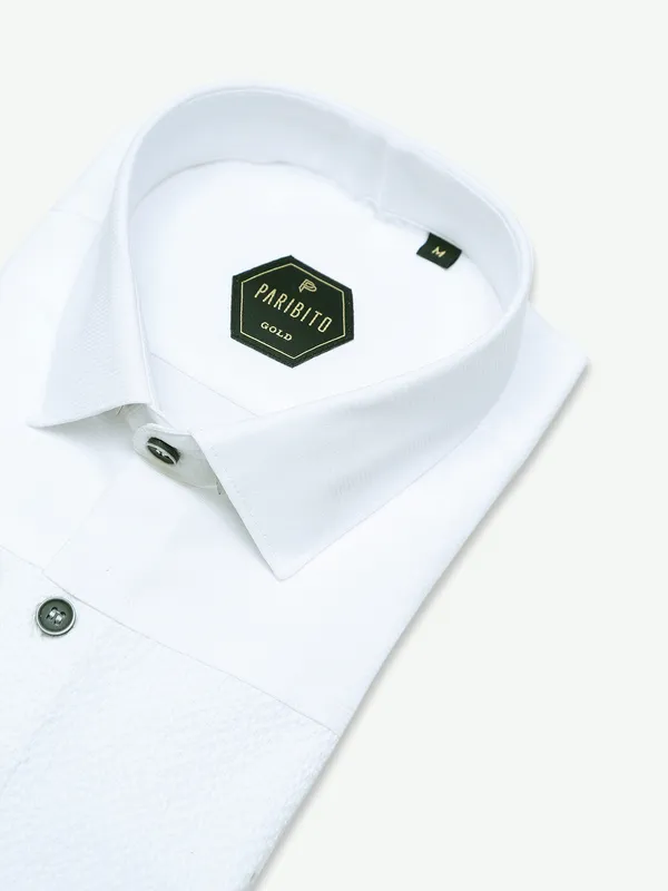 Paribito cotton white plain shirt
