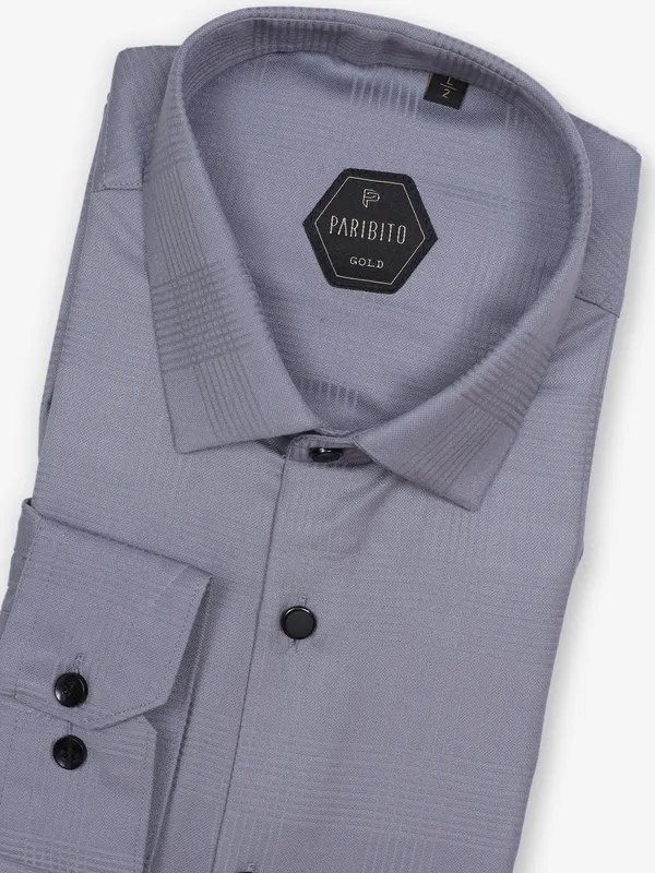 PARIBITO grey cotton silk texture shirt