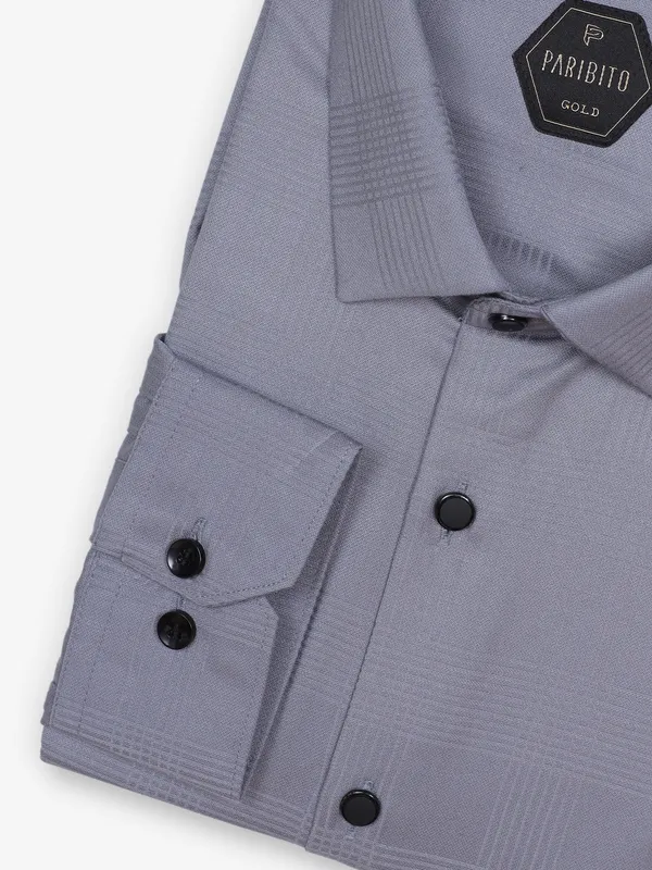 PARIBITO grey cotton silk texture shirt