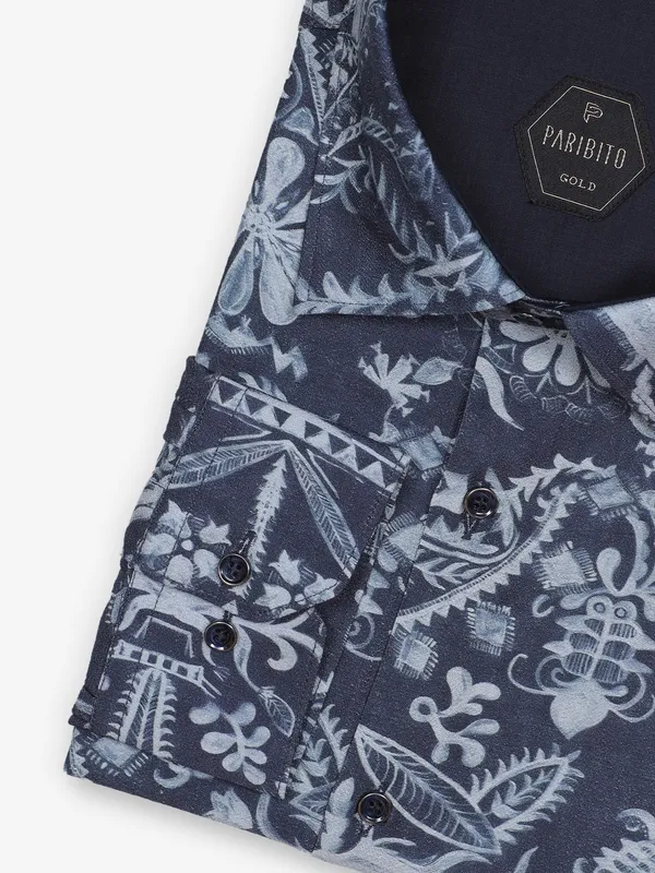 PARIBITO printed navy party wear shirt