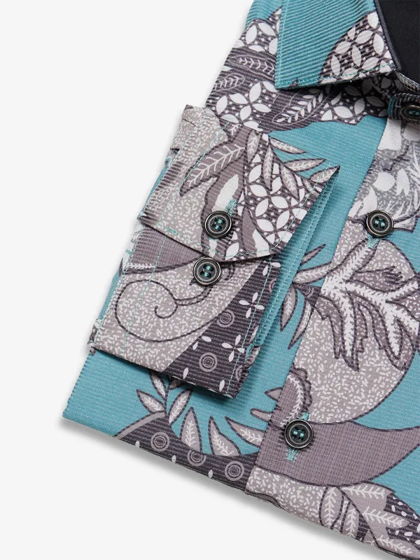 Paribito teal green printed shirt