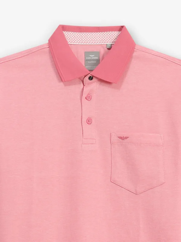 PARK AVENUE plain pink cotton polo t-shirt